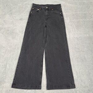GAP High Rise Stride Jeans Womens 28 Petite Black Wide Leg Y2K Baggy Flare Boho